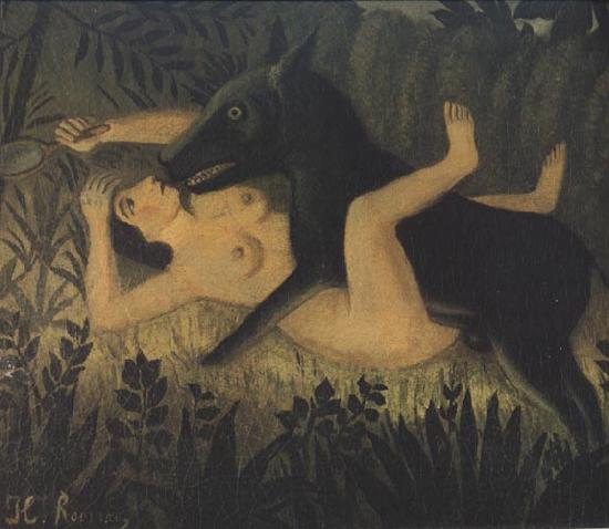 Henri Rousseau Beauty and the Beast Sweden oil painting art